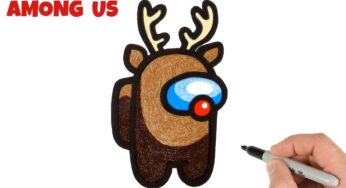 How to Draw Among Us Reindeer Rudolph | Christmas Drawings