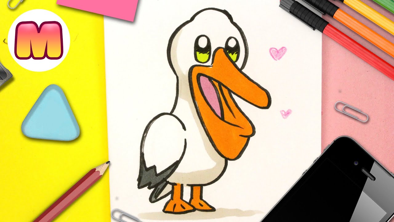 COMO DIBUJAR UN PELICANO KAWAII – Dibujos faciles kawaii – aprende a dibujar animales kawaii