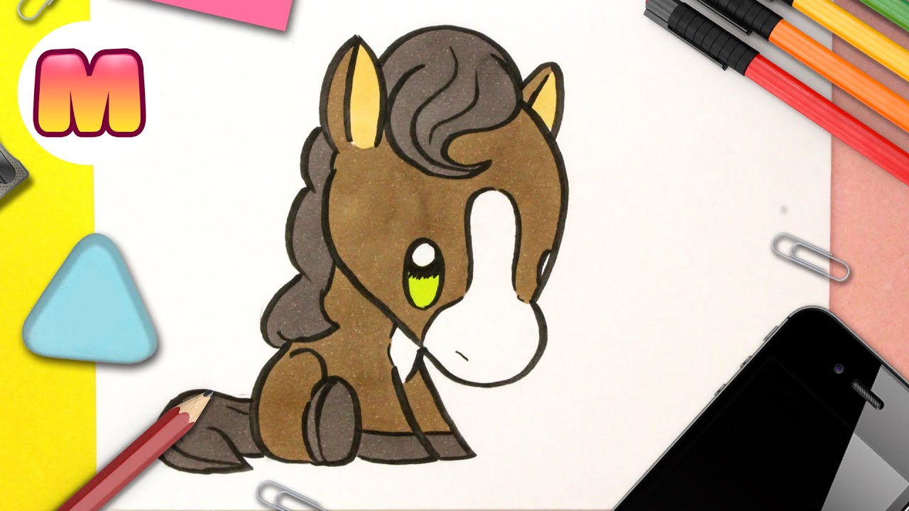 COMO DIBUJAR UN CABALLO KAWAII 👍 FACIL 👍 Paso a paso – Como dibujar animales kawaii