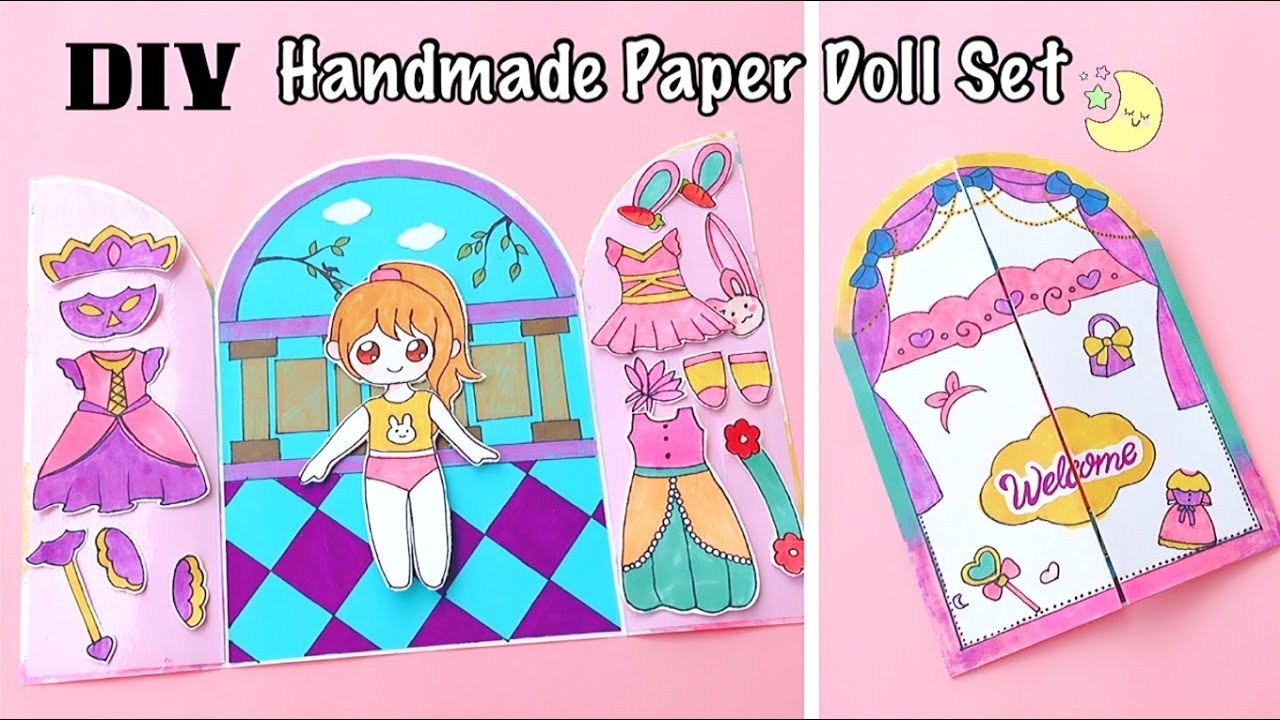 How to make paper Doll Set | DIY Tutorial for Playing | playing with Paper Doll House | Paper Crafts