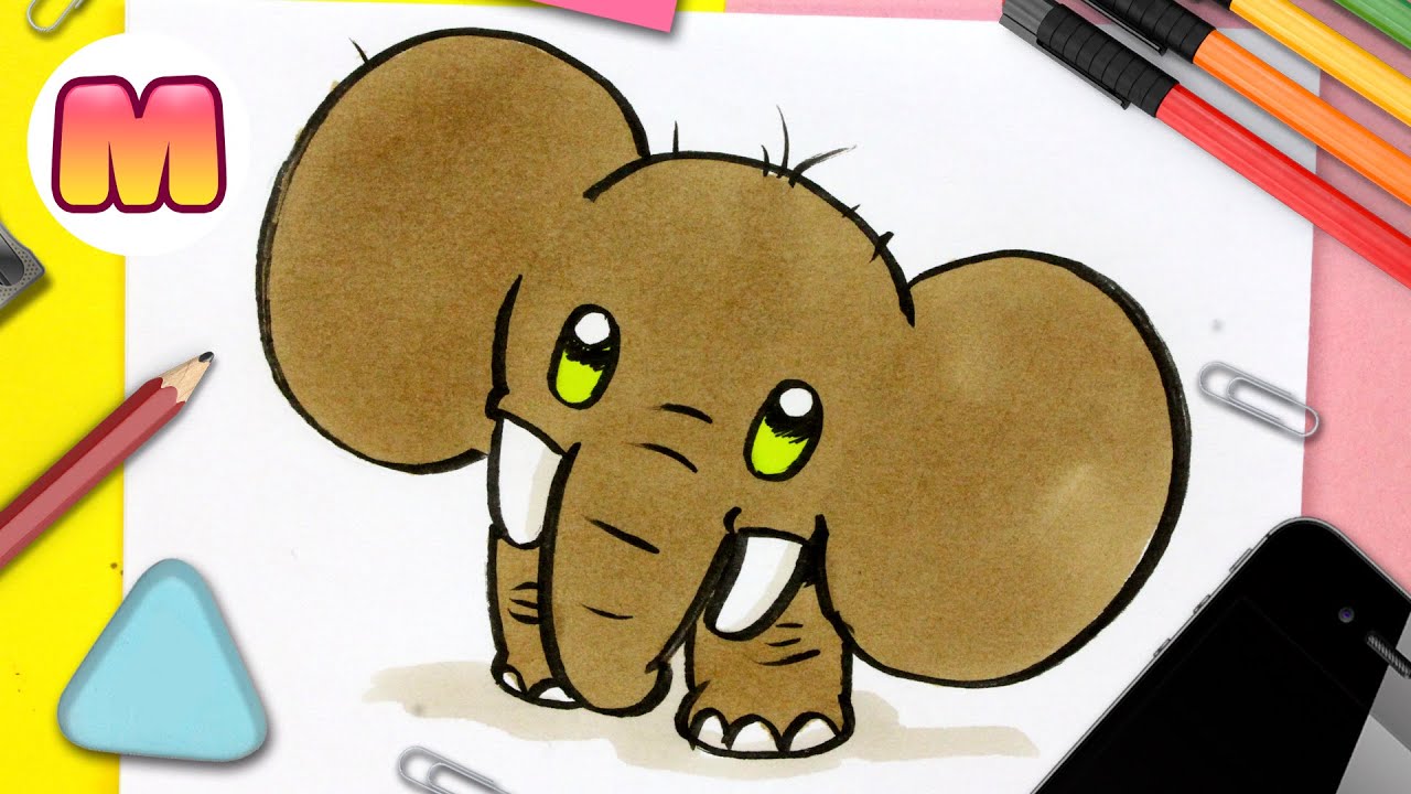 COMO DIBUJAR UN ELEFANTE KAWAII – Dibujos kawaii faciles – Aprender a dibujar animales con Jape