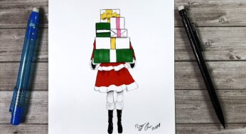 How to Draw Mother Christmas Pencil Sketch step by step