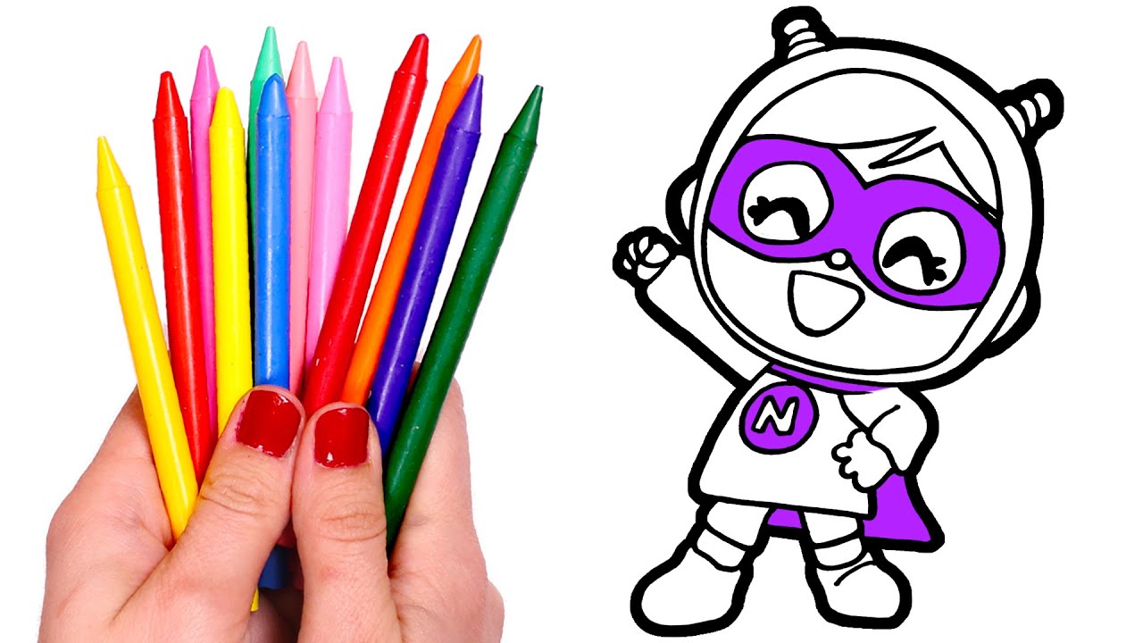 Dibuja y Colorea a NINA de Superheroína 💜🌈 Dibujos Pocoyó 8M