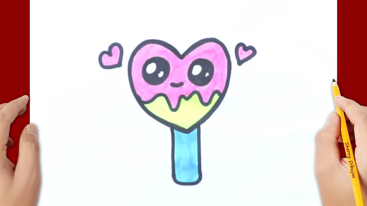 Cómo dibujar un helado de corazón kawaii | Dibujos fáciles y lindos