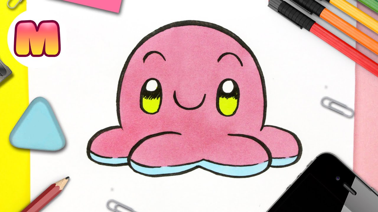 COMO DIBUJAR UN PULPO REVERSIBLE KAWAII 💖 Dibujos faciles kawaii 💖 Aprender a dibujar