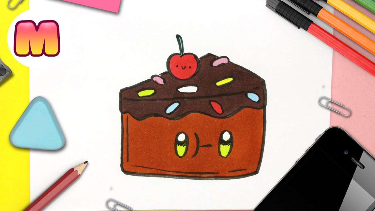 COMO DIBUJAR UNA TORTA KAWAII PASO A PASO – Cómo dibujar una tarta de cumpleaños