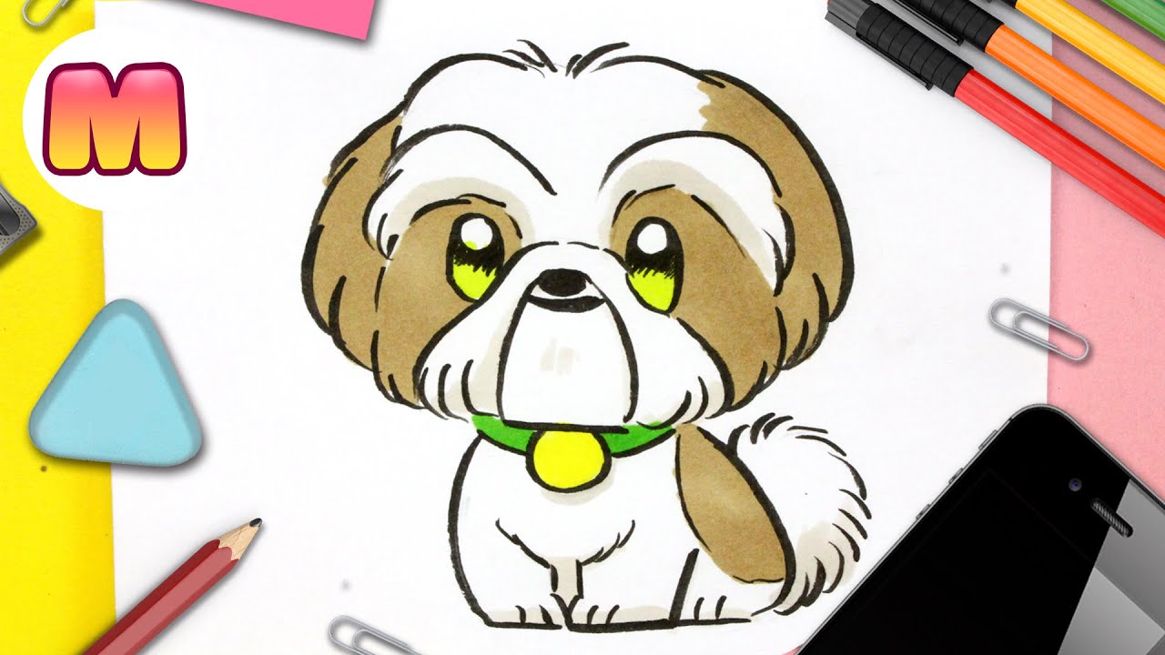 COMO DIBUJAR UN PERRO SHIH TZU KAWAII PASO A PASO – Como dibujar un perro facil con Jape