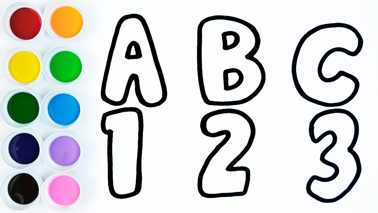 Dibuja y Colorea Letras ABC y Numeros 123 de Arcoiris – Dibujos Para Niños | FunKeep Art