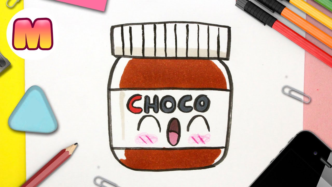 COMO DIBUJAR UN BOTE DE NUTELLA KAWAII PASO A PASO – Dibujos kawaii faciles – How to draw Nutella