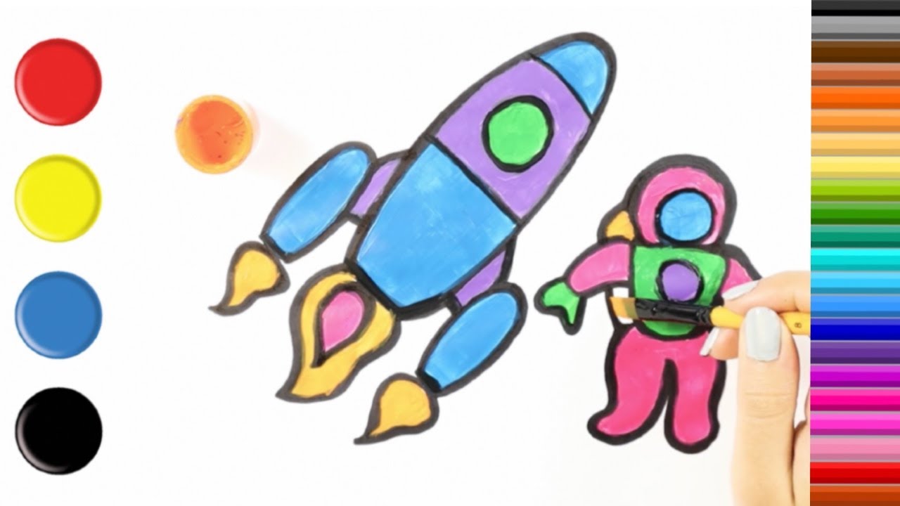 Cómo Dibujar y Colorear un Astronauta | Aprender Colores | Aprender Español y Inglés