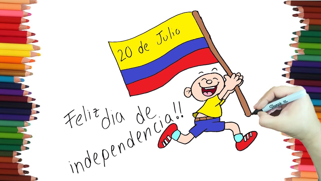 Como hacer un dibujo para la independencia de colombia para niños paso a paso
