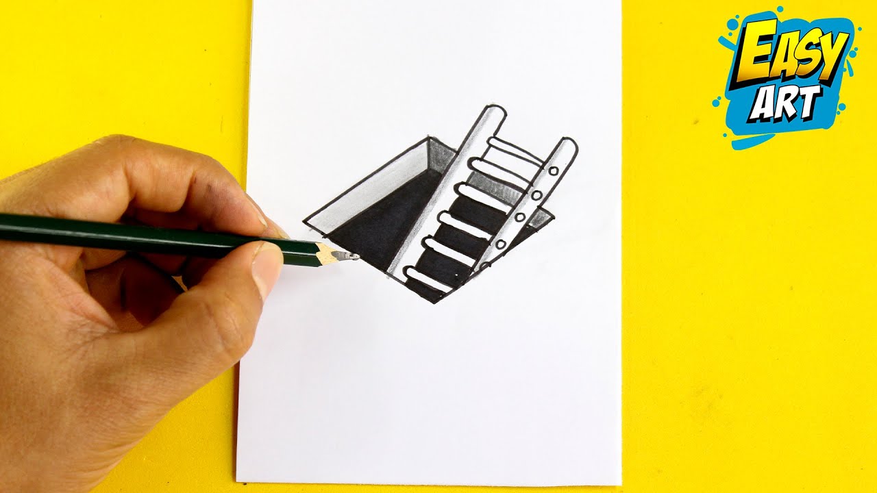 ✅ Dibujos 3D – Como Dibujar una ESCALERA en un AGUJERO 3D – How to Draw a 3D LADDER