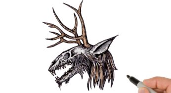 How to Draw Wendigo Skull | Monster Creature Ink Drawing Tutorial