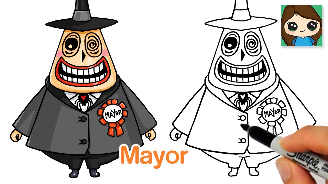 How to Draw The Mayor | The Nightmare Before Christmas