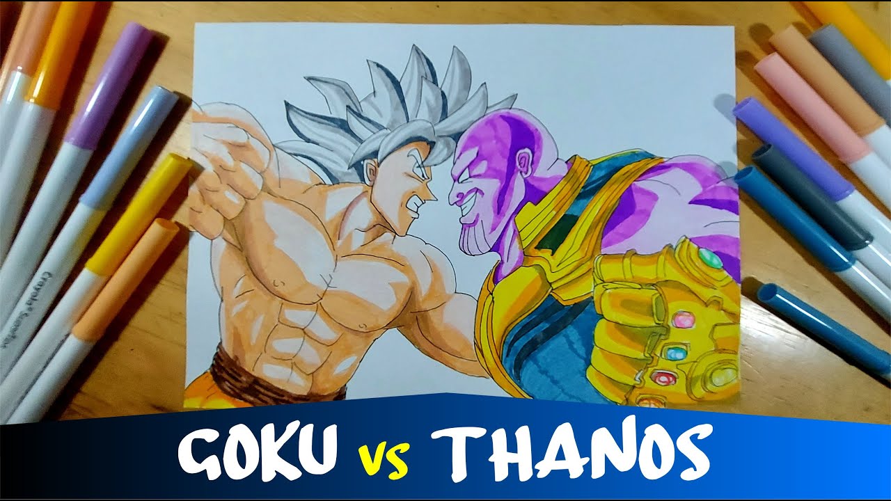 Dibuja el póster Goku Ultrainstinto Vs Thanos