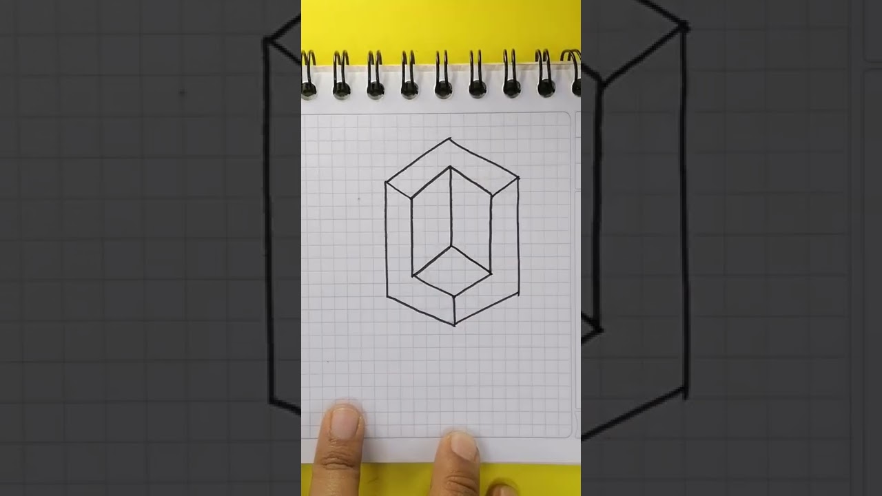 ⭐ Dibujos 3D de Ilusión Óptica. CUBO ✅ #shorts