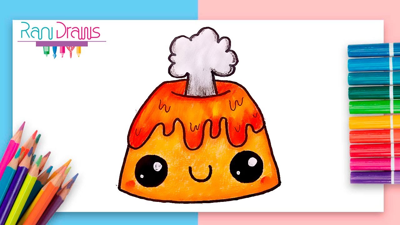 Cómo dibujar un VOLCÁN kawaii – dibujos fáciles kawaii