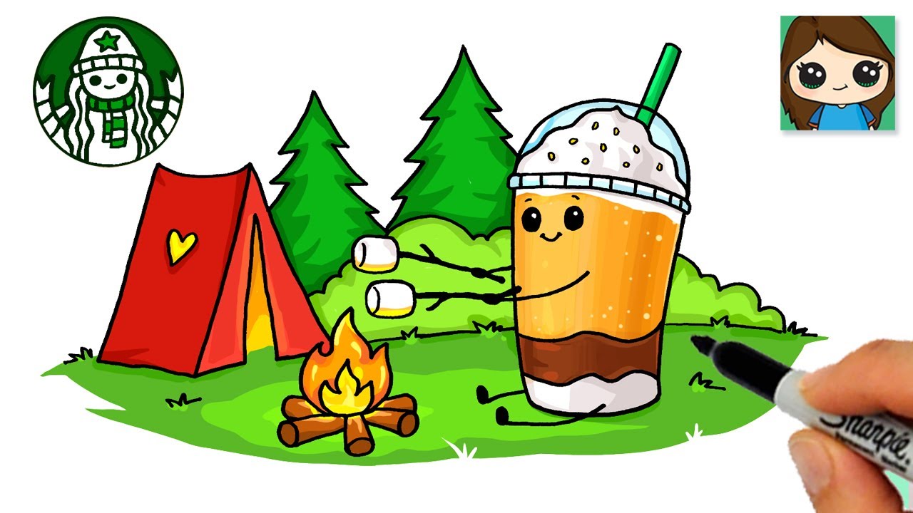 How to Draw a Starbucks S’mores Frappuccino ⛺️ Cute Camping Drink Art