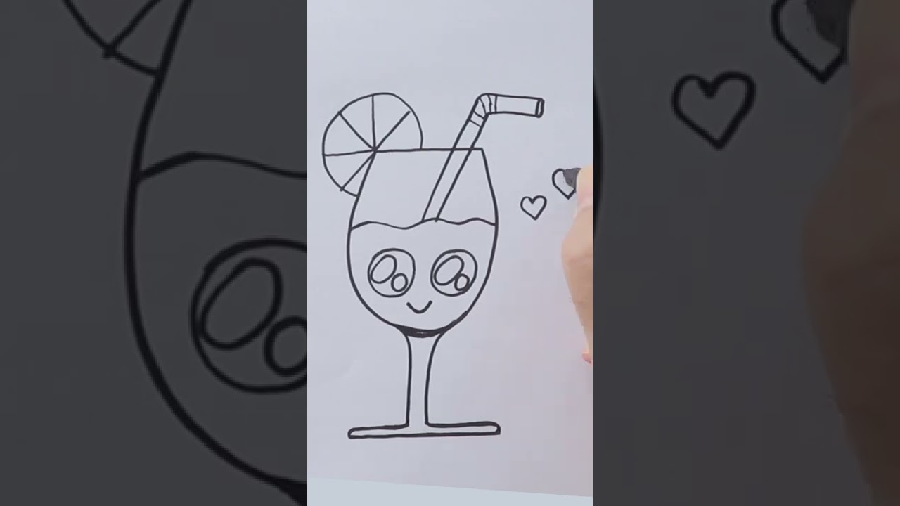 CÓMO DIBUJAR UN COCTEL | Dibujos Rápidos #shorts #dibujos