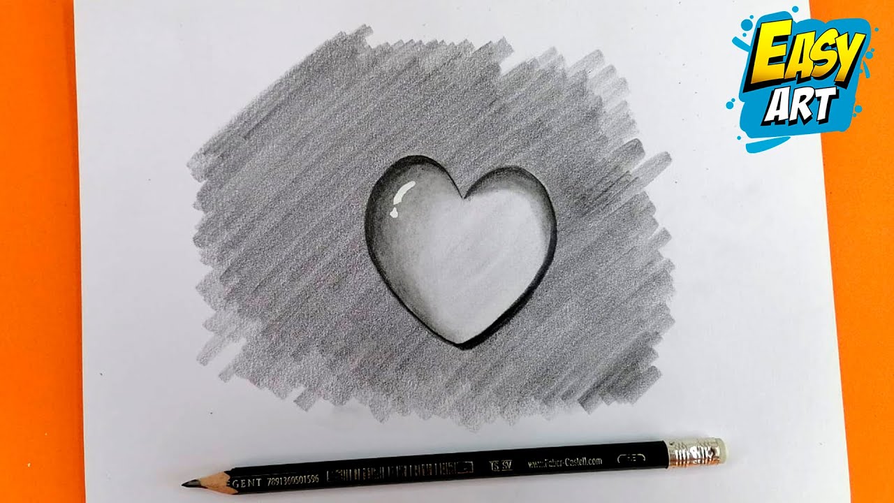 🟥 Dibujos 3D – Como Dibujar un CORAZON en 3D a lapiz – How to Draw 3D HEART – Easy Art